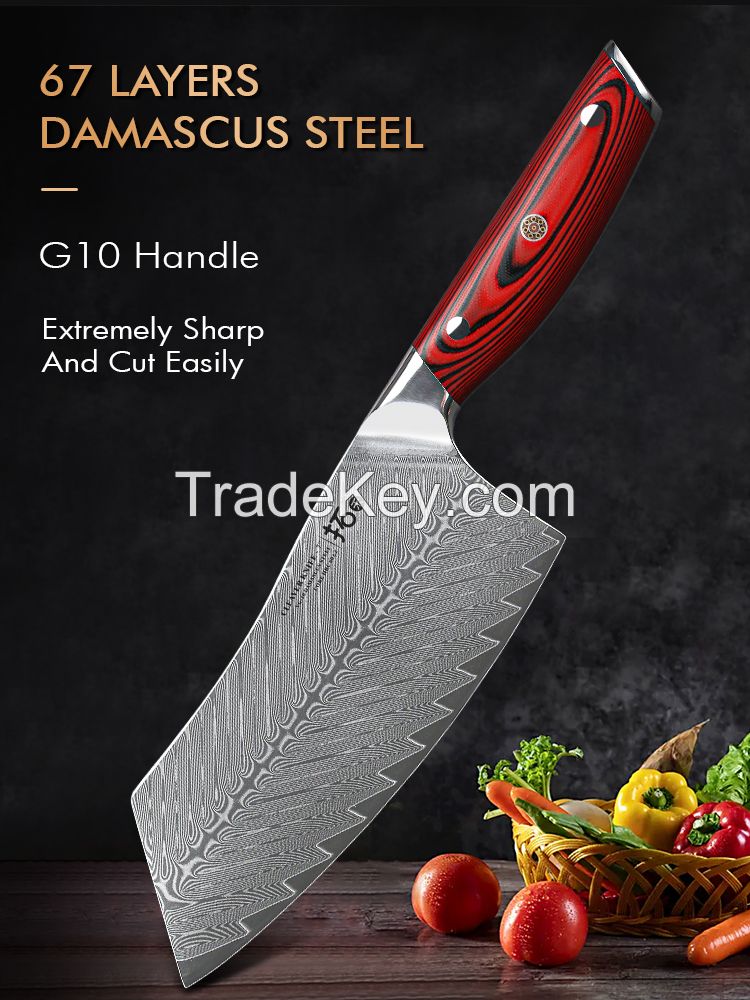  Kitchen Knife Sets Japanese Forged Damascus Steel Chef Santoku Knives Stainless Steel G10 Handle