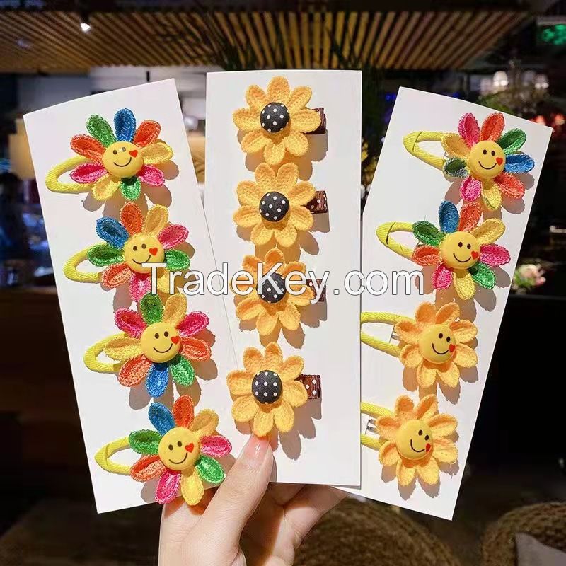 Cute Little Girl Sunflower Hair Clips 2pcs One Set