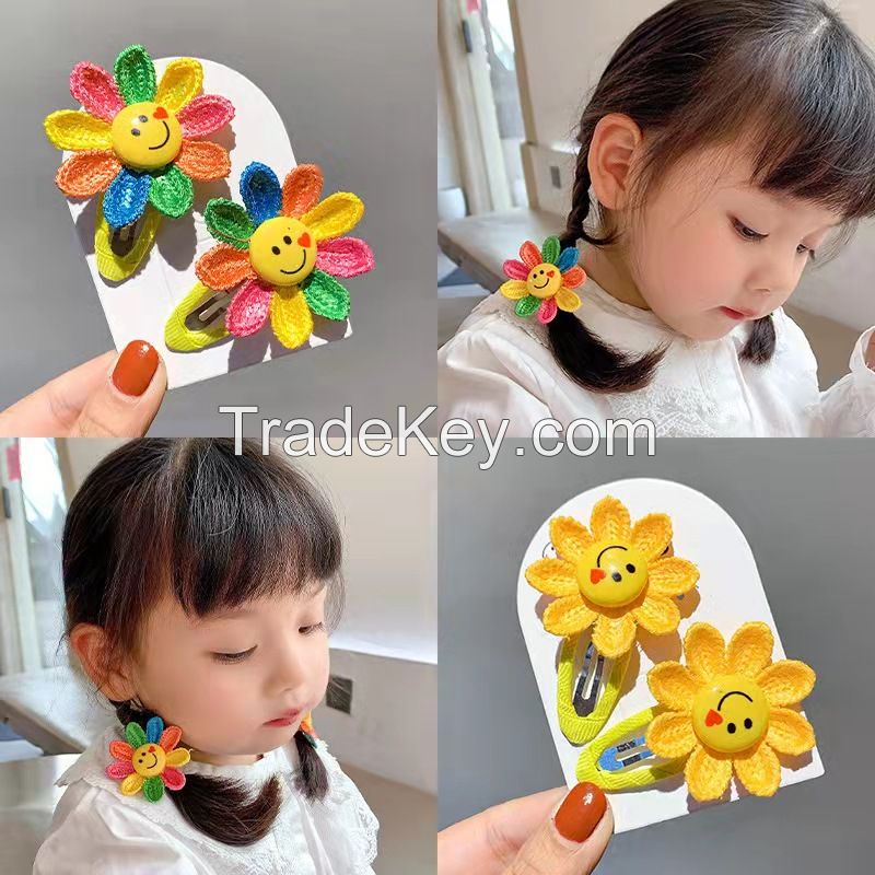 Cute Little Girl Sunflower Rubber Band 2pcs One Set