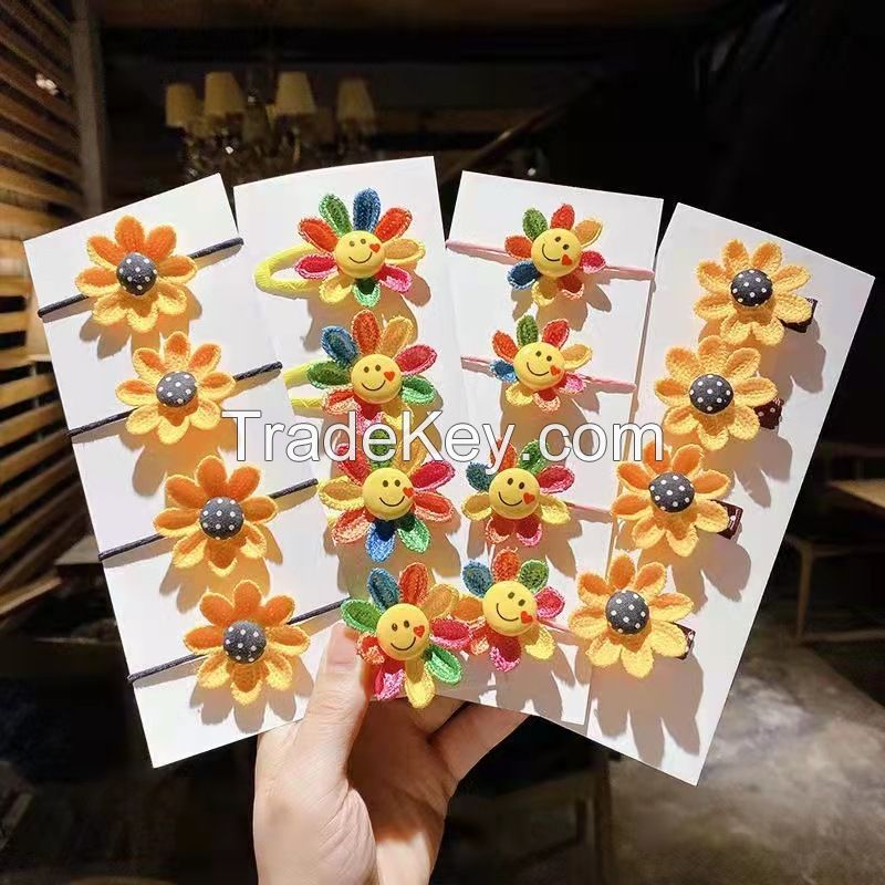 Cute Little Girl Sunflower Rubber Band 2pcs One Set