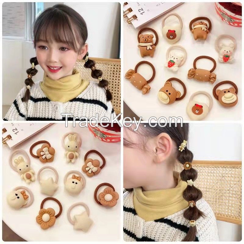 Sweet Style Cartoon Thumb Hair Ring For Children 10pcs One Set