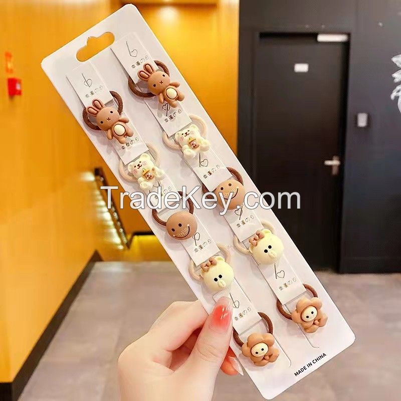 Sweet Style Cartoon Thumb Hair Ring For Children 10pcs One Set