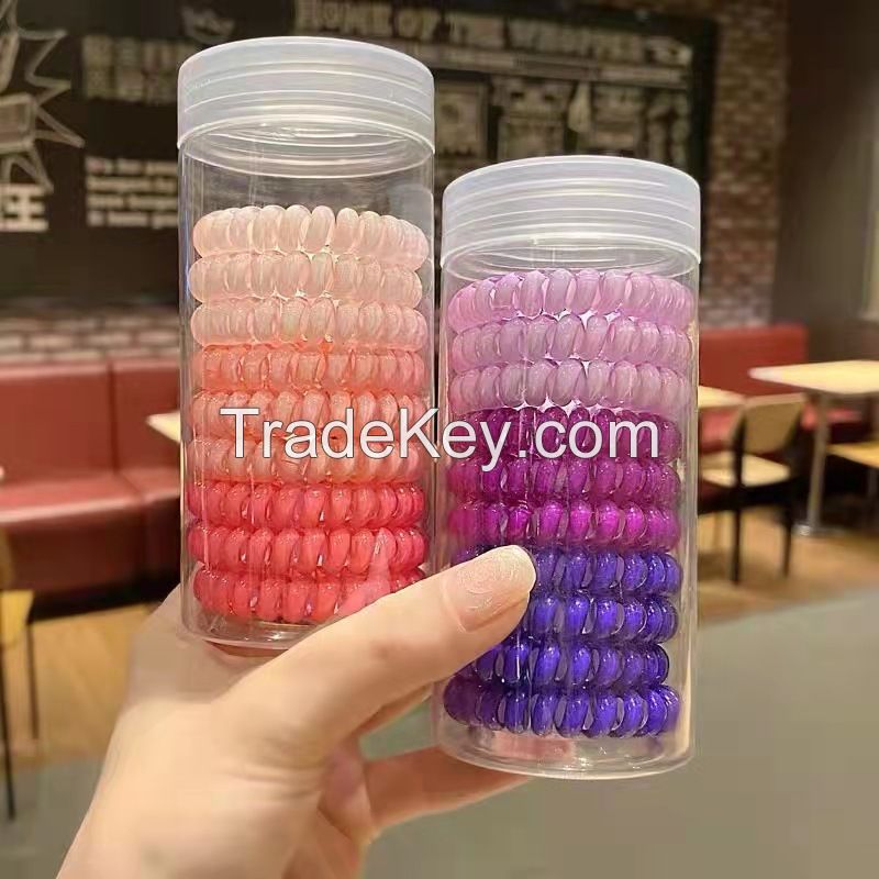 Gradient Telephone Wire Hair Ring 10pcs One box