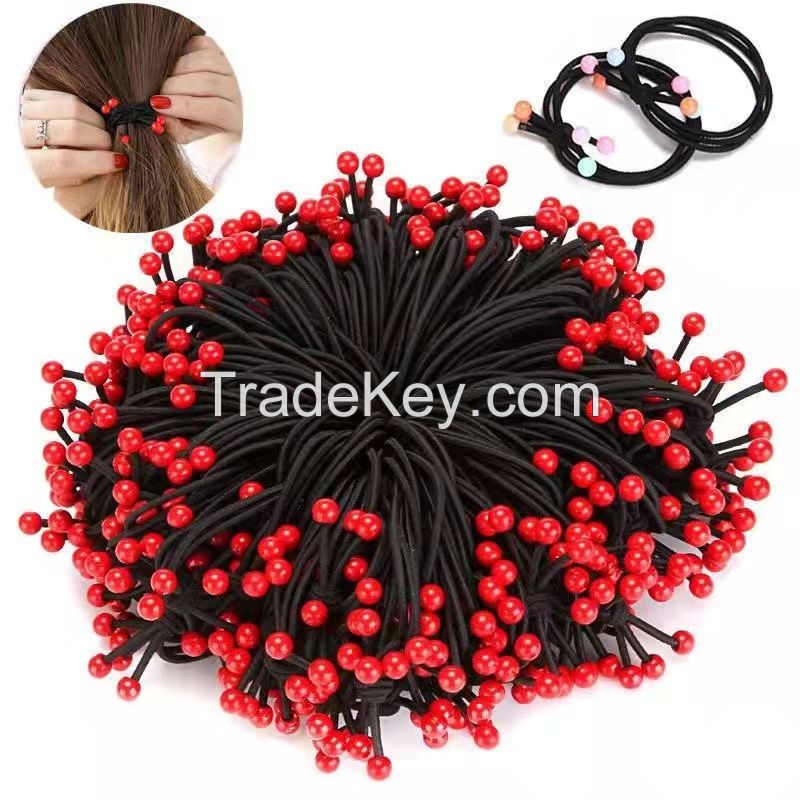 Children's Hair Ring With Colorful beads 100pcs One Box