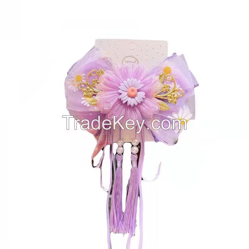 Ethnic Style Pretty Gorgeous Big Flower Hair Clip With Tassel