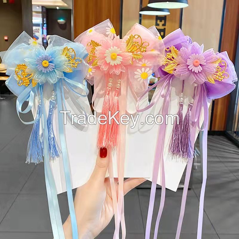 Ethnic Style Pretty Gorgeous Big Flower Hair Clip With Tassel