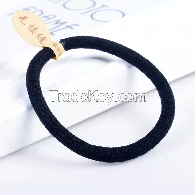 Simple Black High Elasticity Bold Rubber Band Hair Ring 100pcs One Set