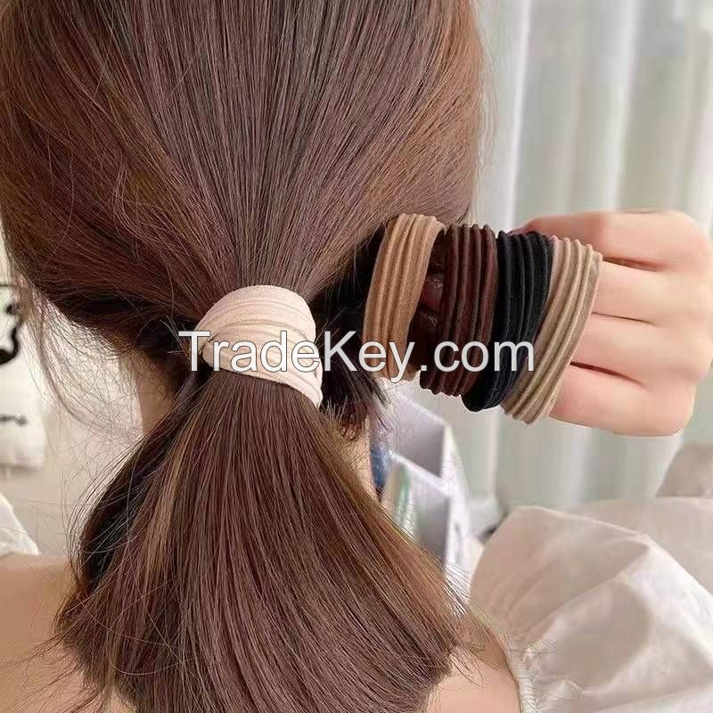 Simple Bold High Elastic Hair Ring 5pcs One Set