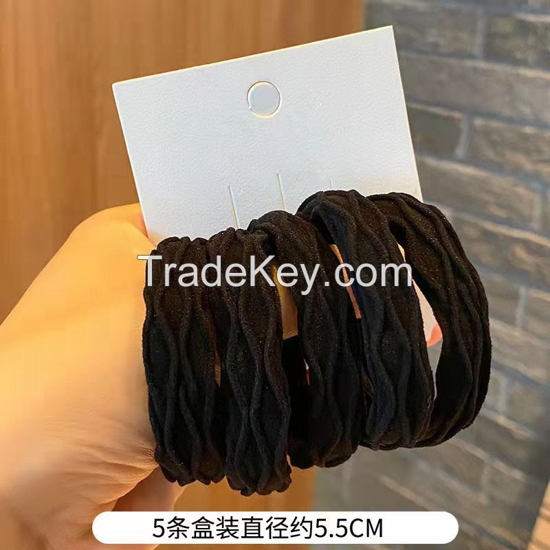 Simple Bold High Elastic Hair Ring 5pcs One Set