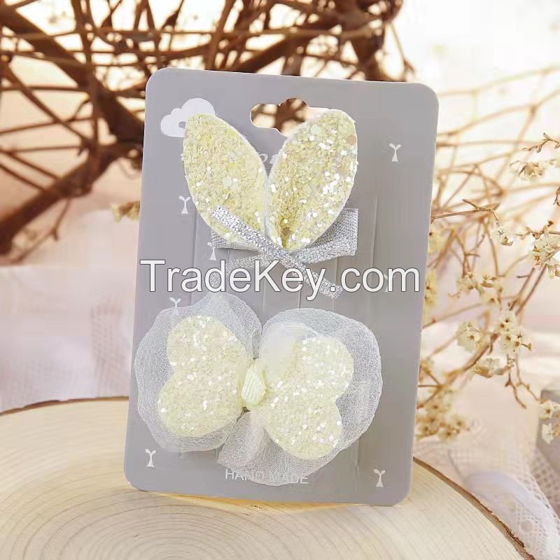 Cute Rabbit Ears Bow Hair Clips 2pcs One Pair