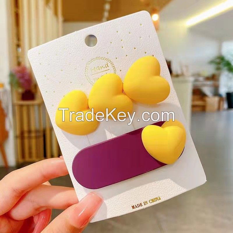 Sweet Heart-shaped Children's Hair Clips 2 pcs One Pair