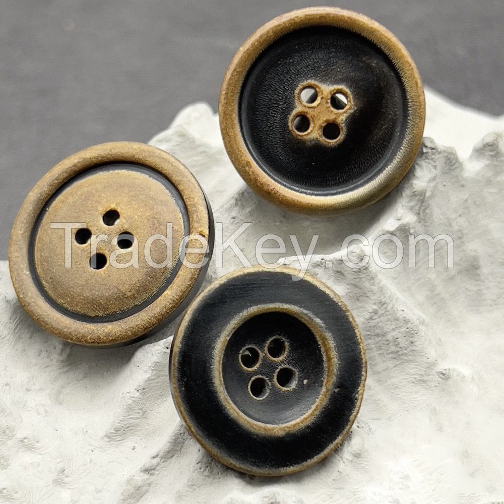 4 hole burnt front dark on reverse natural buffalo button mutiple shapes and styles