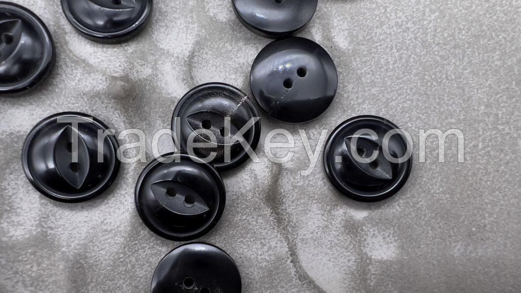 Fish eye natural horn button black and burnt style