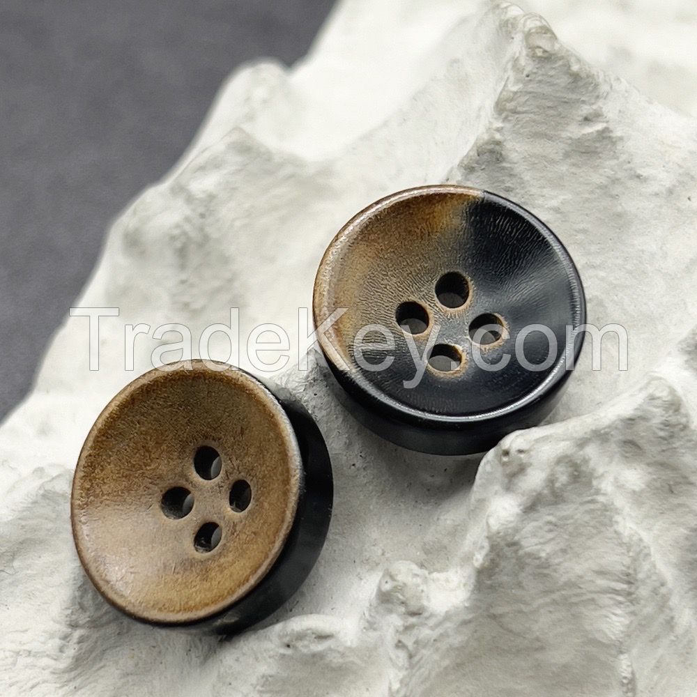 high quality bowl shaped burnt surface buffalo natural horn button