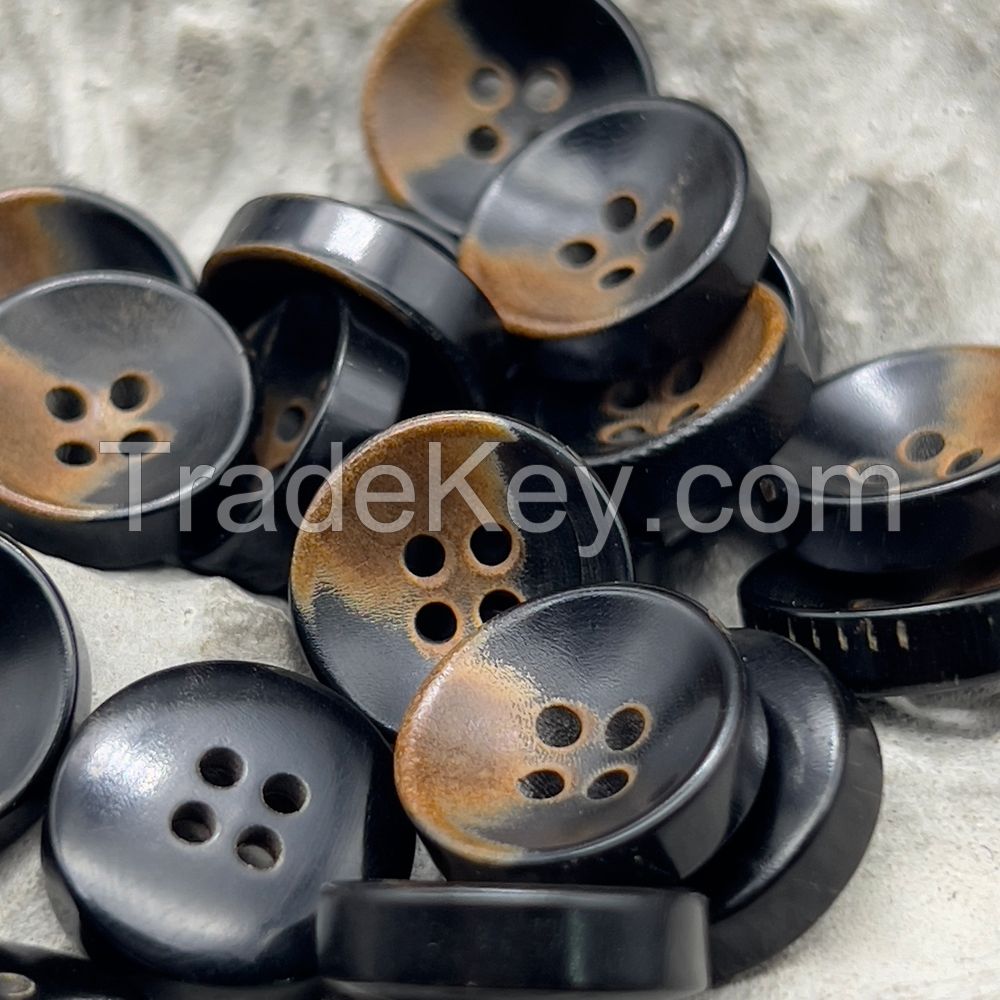 high quality bowl shaped burnt surface buffalo natural horn button