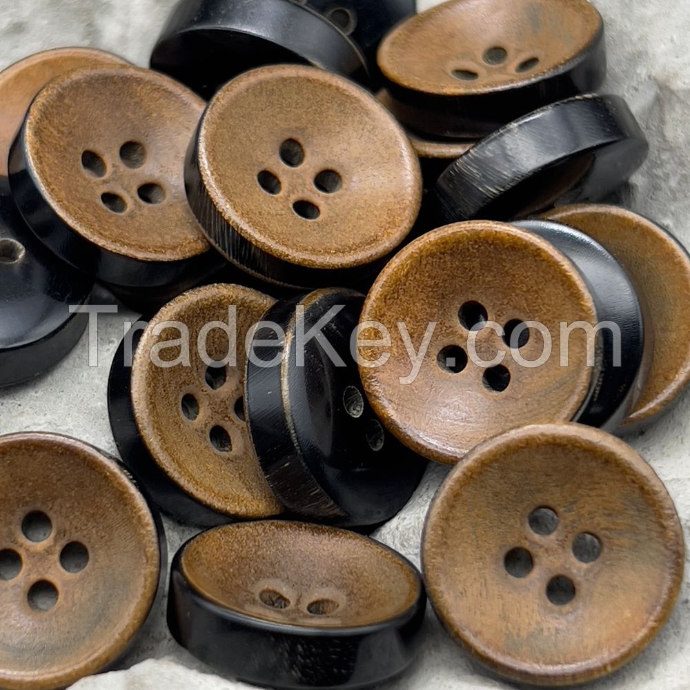 high quality bowl shaped burnt surface buffalo natural horn button