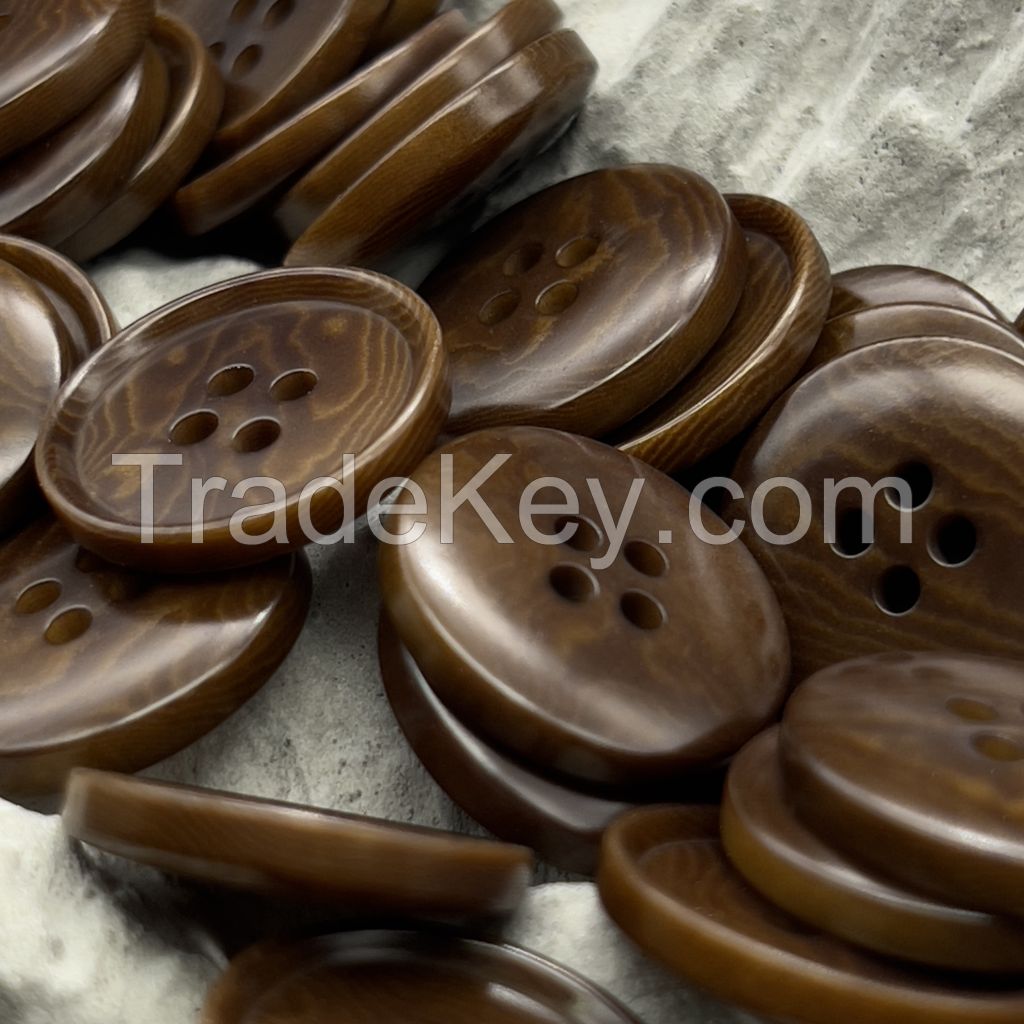 4hole raised round rim natural corozo buttons in multiple colors (DTM  offered)