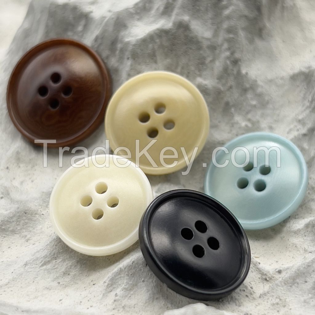 4hole raised small rim natural corozo buttons color chesnut, yellow, black, white, sky blue