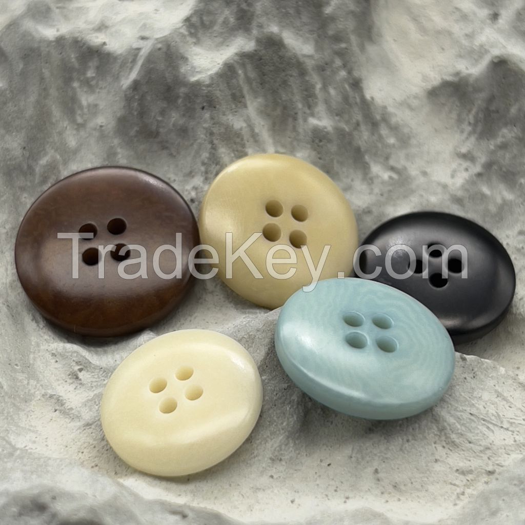 4hole raised small rim natural corozo buttons color chesnut, yellow, black, white, sky blue