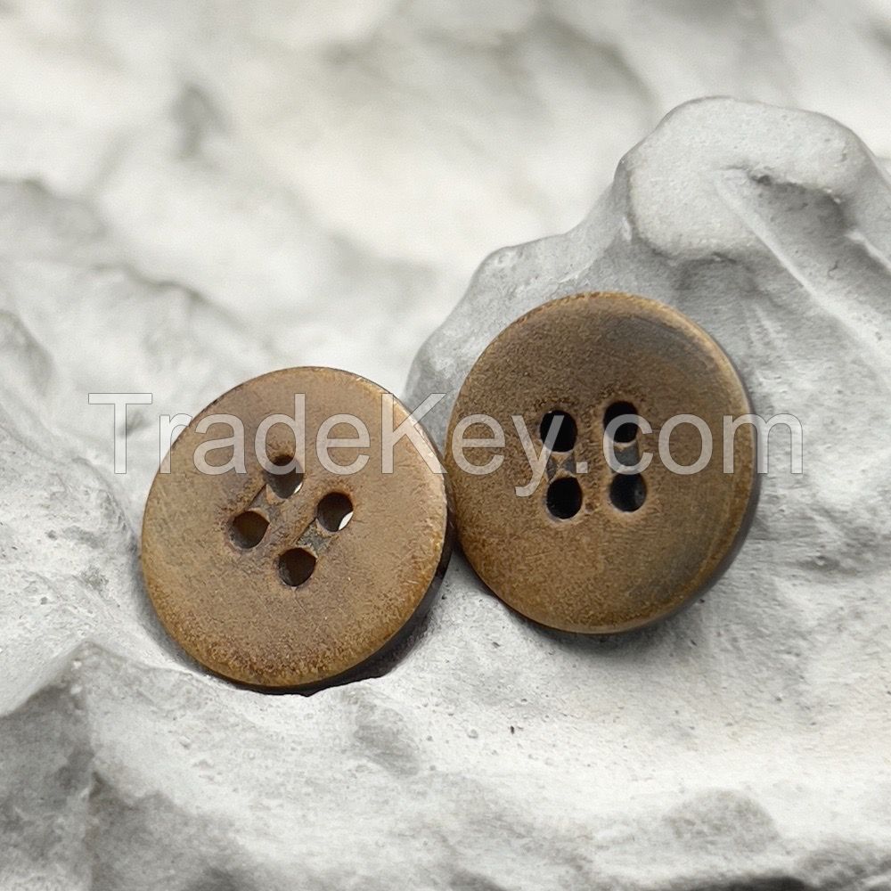 2 hole burnt anchor natural buffalo button vintage style