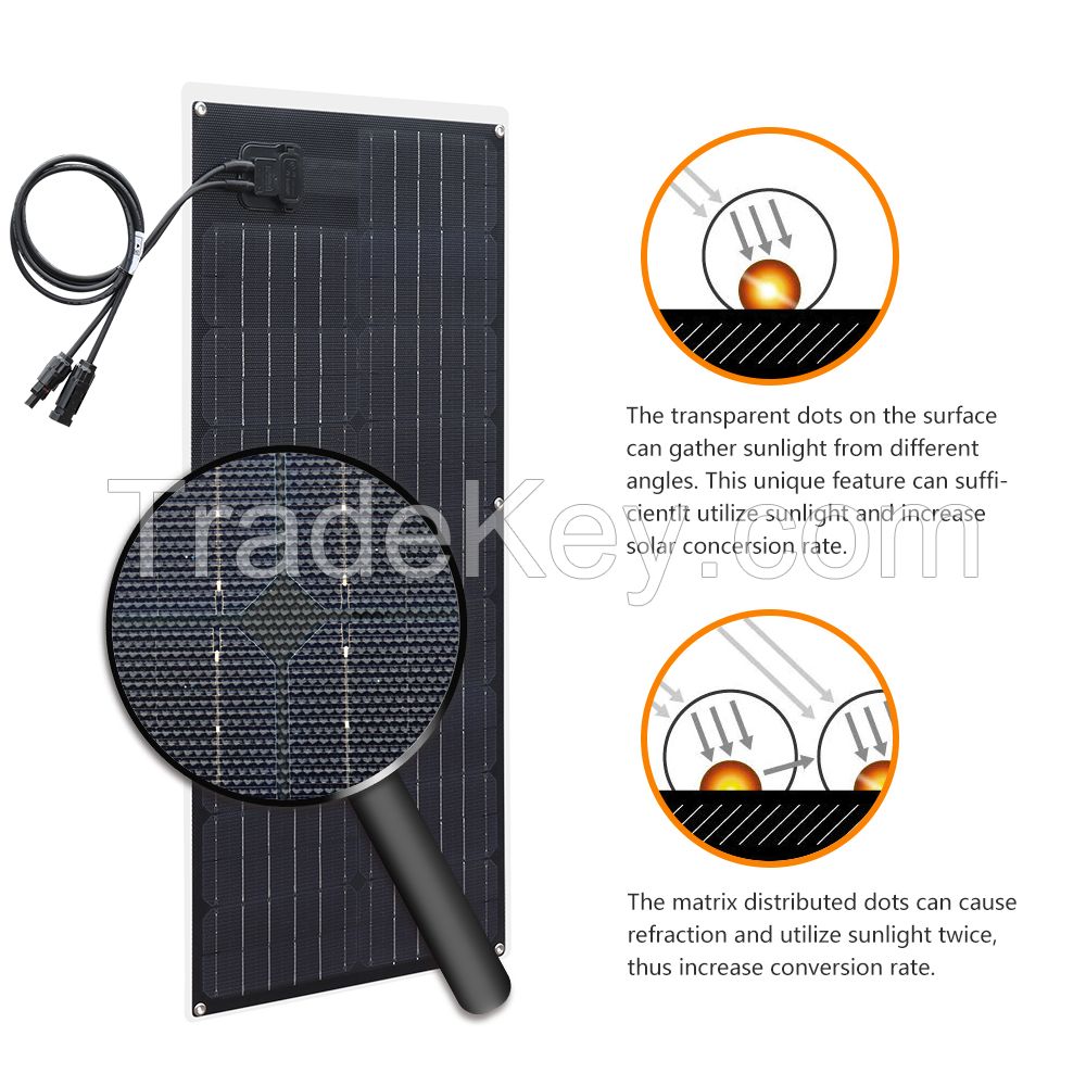 50W 830x370x4mm  ETFE Flexible Solar Panel