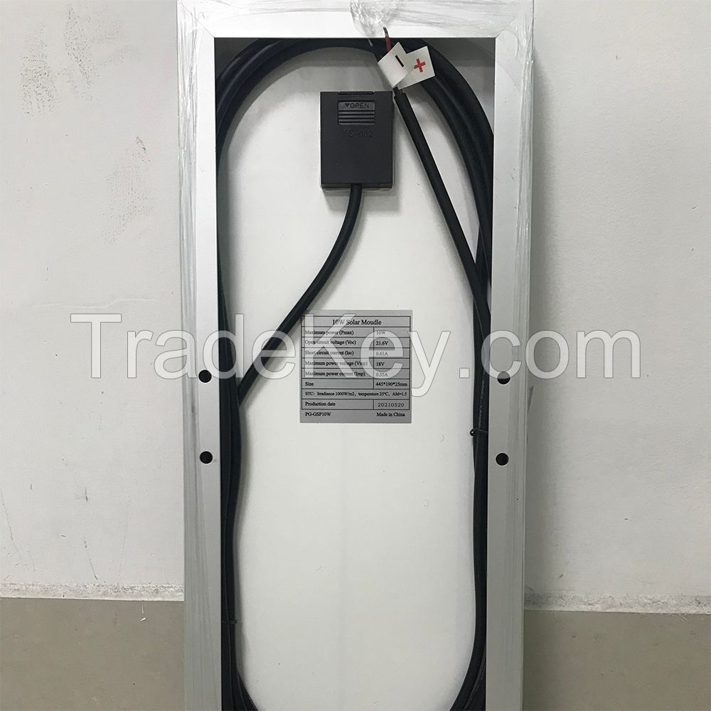 18V10W Rigid Solar Panel With Silver Frame With Junction from china 