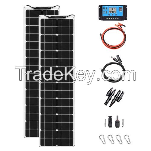 16V/50W x2pcs Mono Portable Generator Flexible Solar Panel  with Smooth PET/10A Controller/2.5M Flat Cable