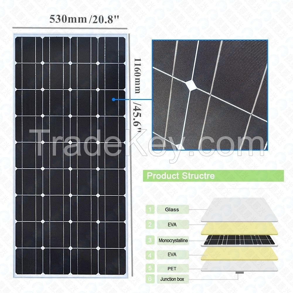 4*100W Rigid Monocrystalline Solar Kits For Off-grid System Outdoor Solar Charger