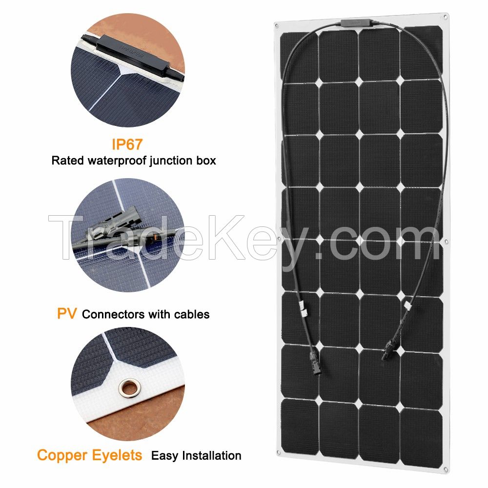 Solarparts 100W ETFE Film Sunpower Flexible Solar Panels for RV