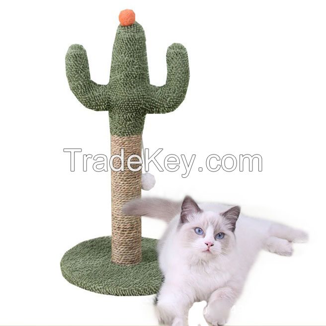 Wholesale New Fashion Green Cactus Shape Pet Cat Scratching Post Cactus Single Column Cactus Climbing Frame Cat Tree