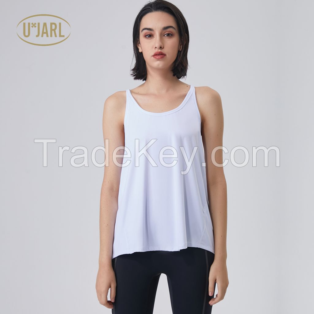 Women's Workout Tank Top Sleeveless Running Sportswear Open Back Muscle Yoga Tank Top Quick-Dry Shirt