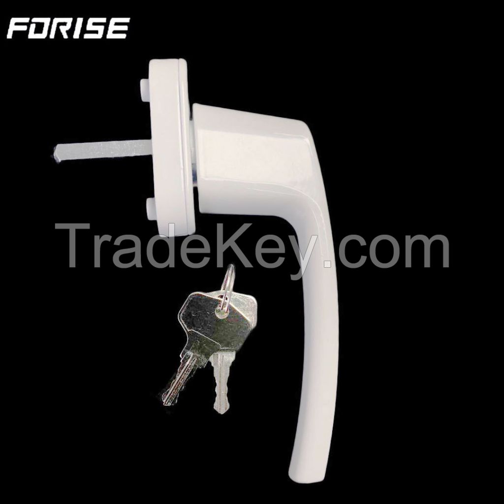 Aluminium casement window handle with lock