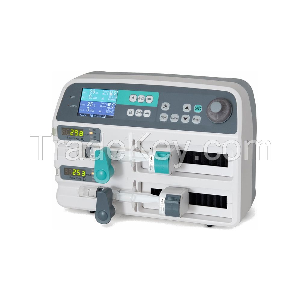 Hospital Medical Equipment double Channel Electric Portable ICU Syringe Pump