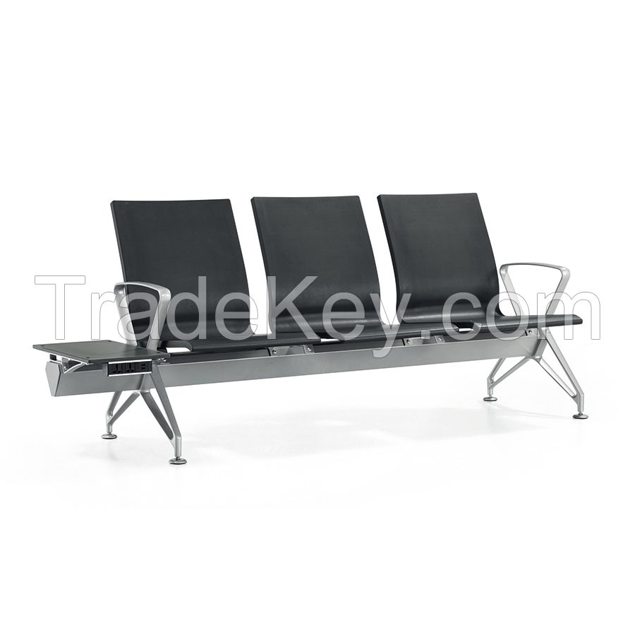 Public hospital airport Waiting Chair  3 Seat Power Charge With Table Metal Airport Chair