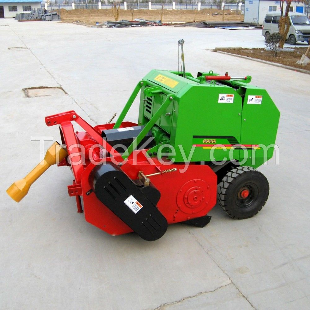 straw crushing baler/ automatic grass crushing packaging machine/ Corn straw and grass wrapper machine with tractor