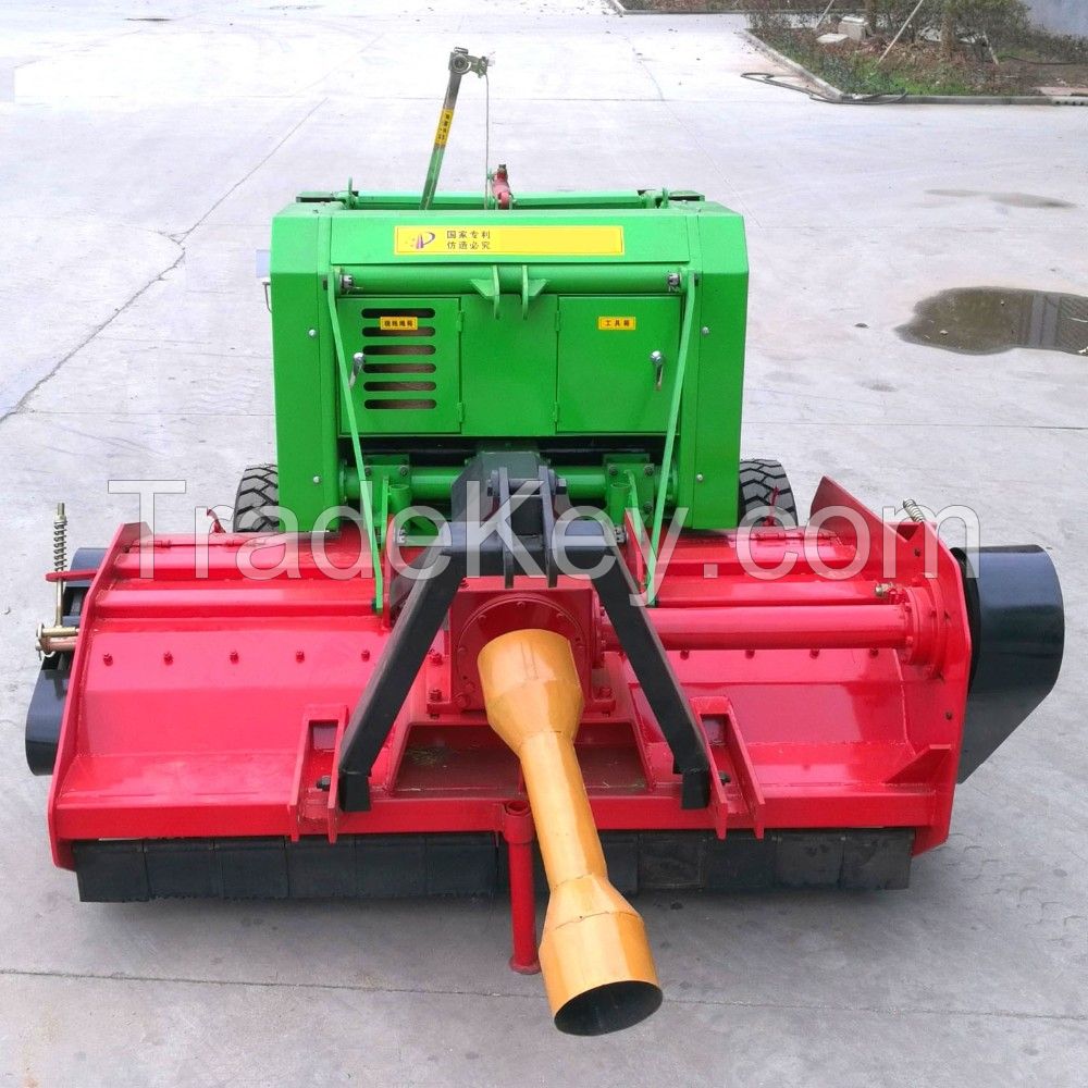 straw crushing baler/ automatic grass crushing packaging machine/ Corn straw and grass wrapper machine with tractor