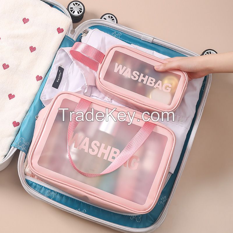 PVC Travel portable washing bag PU leather material large capacity portable waterproof female cosmetic storage bag