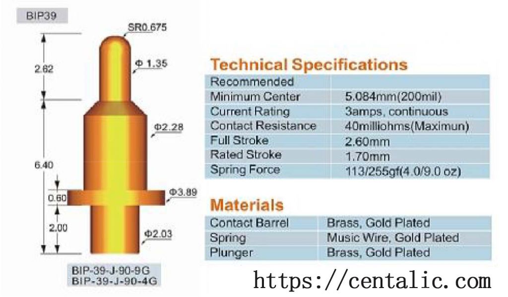 Battery Contact Pin Test Probe Pogo Pin BIP39 for Connector Application