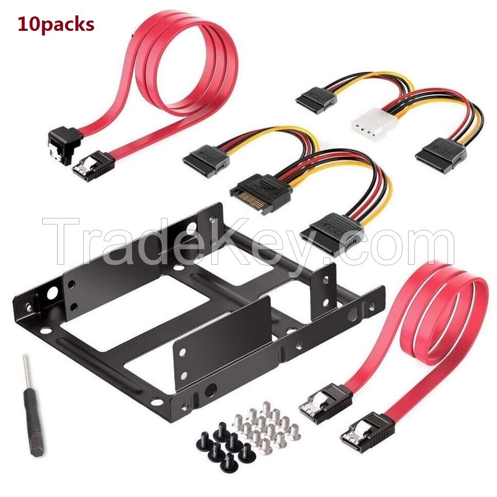 Dual SSD HDD Mounting Bracket 3.5 to 2.5 Internal Hard Disk Drive Kit Cables 2.5&#039;&#039; to 3.5&#039;&#039;  Tray Caddies for PC