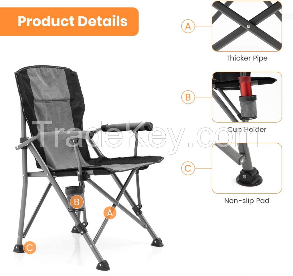 Deluxe High-Back Hard-Arm Camping Chair