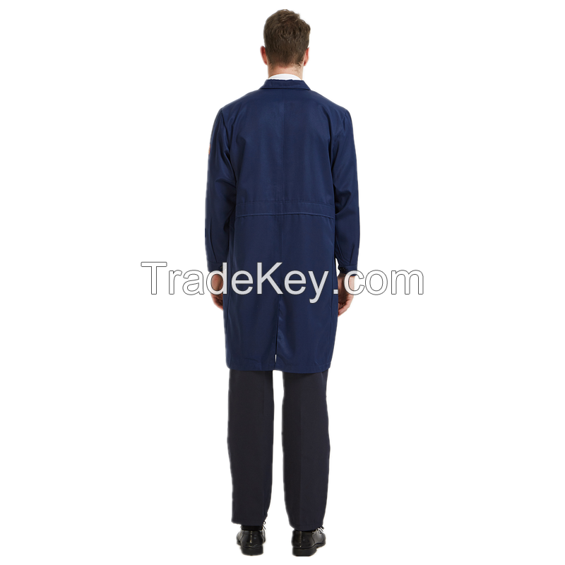 Workwear Collared Lab Coat Navy Ploy-Cotton