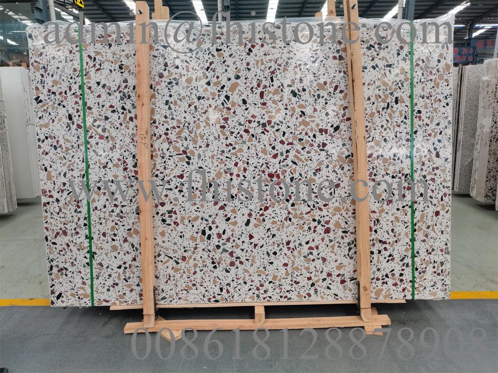 Multicolor Red Green Terrazzo Slab Terrazzo Tile Cement Tile