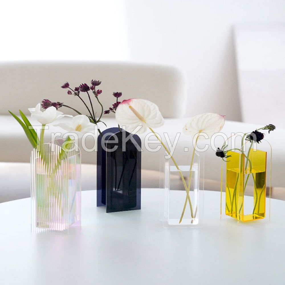 Perspex Flower Holder Home Decoration Acrylic Geometric Vase Garden Home Flower Decor Vase Tabletop Acrylic Flower Vase