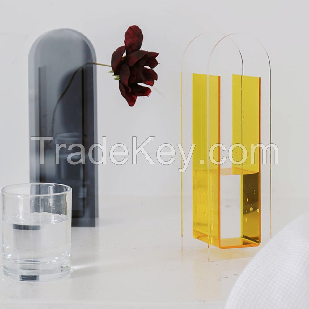 Perspex Flower Holder Home Decoration Acrylic Geometric Vase Garden Home Flower Decor Vase Tabletop Acrylic Flower Vase