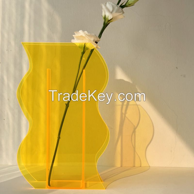 Nordic Mini Plant Pattern Vase Home Table Decoration Cute Style Acrylic Flower Vase Flower Container