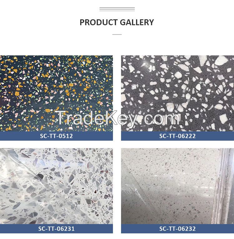 Schomex White Marble Chips Concrete Black Big Slab Terrazzo Flooring