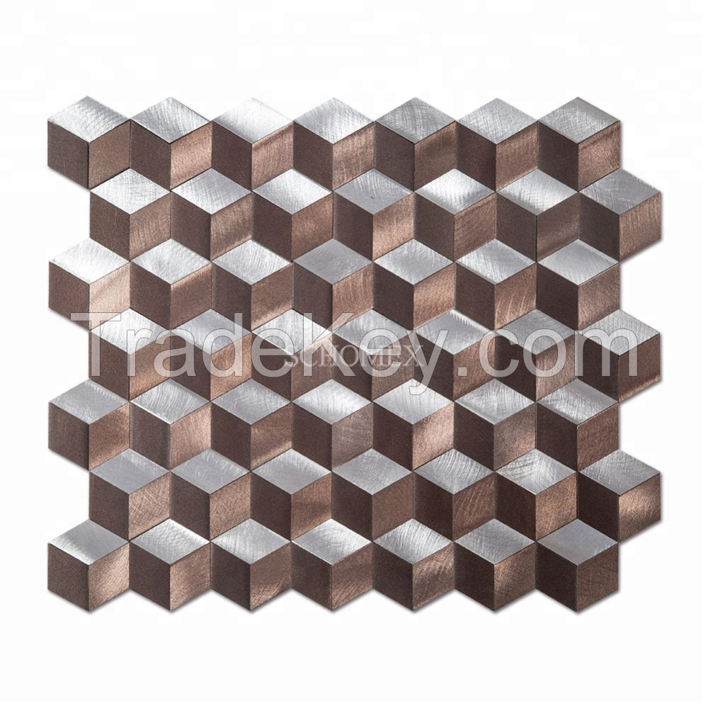 Aluminium Alloy Hexagon Metal Mosaic Tile for Kitchen Backsplash