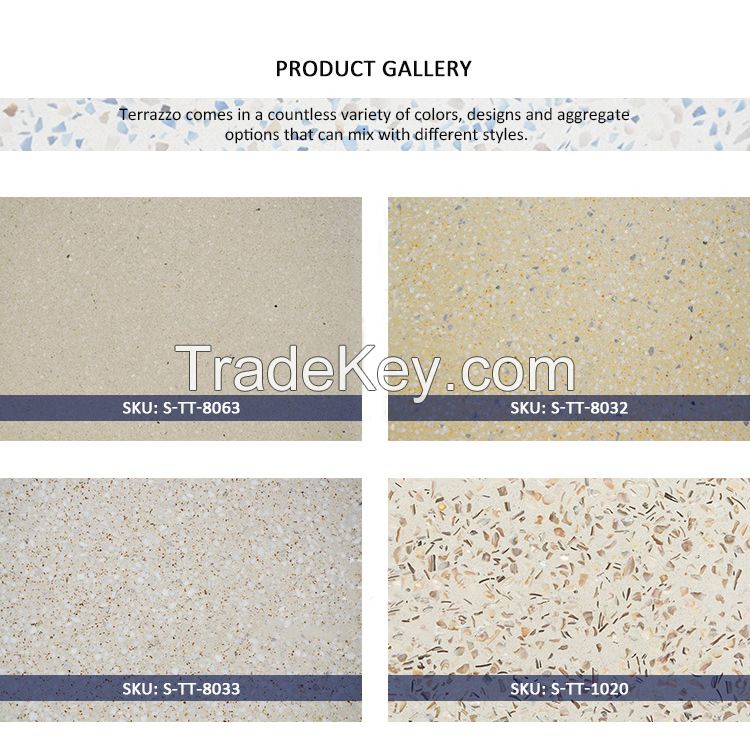 Schomex White Marble Chips Concrete Black Big Slab Terrazzo Flooring