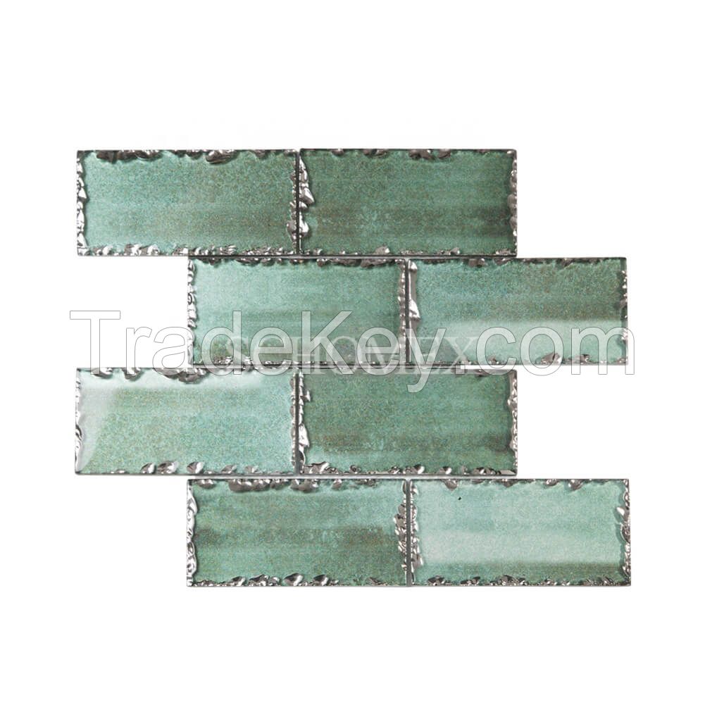 Schomex Brick Hexagon Electroplated Glass Mosaic Tile For Kitchen Backsplash