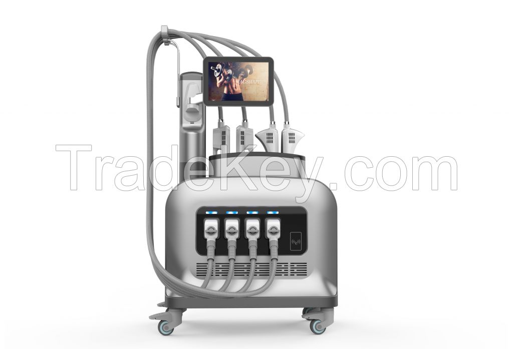 High Intensity EMS RF Fat Weight Loss Vertical EMS RF Body Muscle Machine With 4 Handles For Salon Use